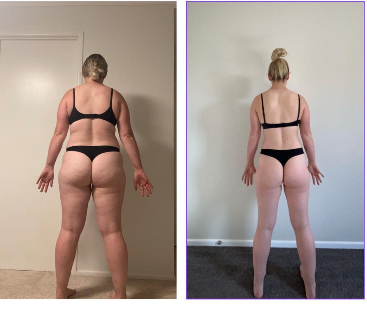 Client transformation, before and after 12 weeks of coaching